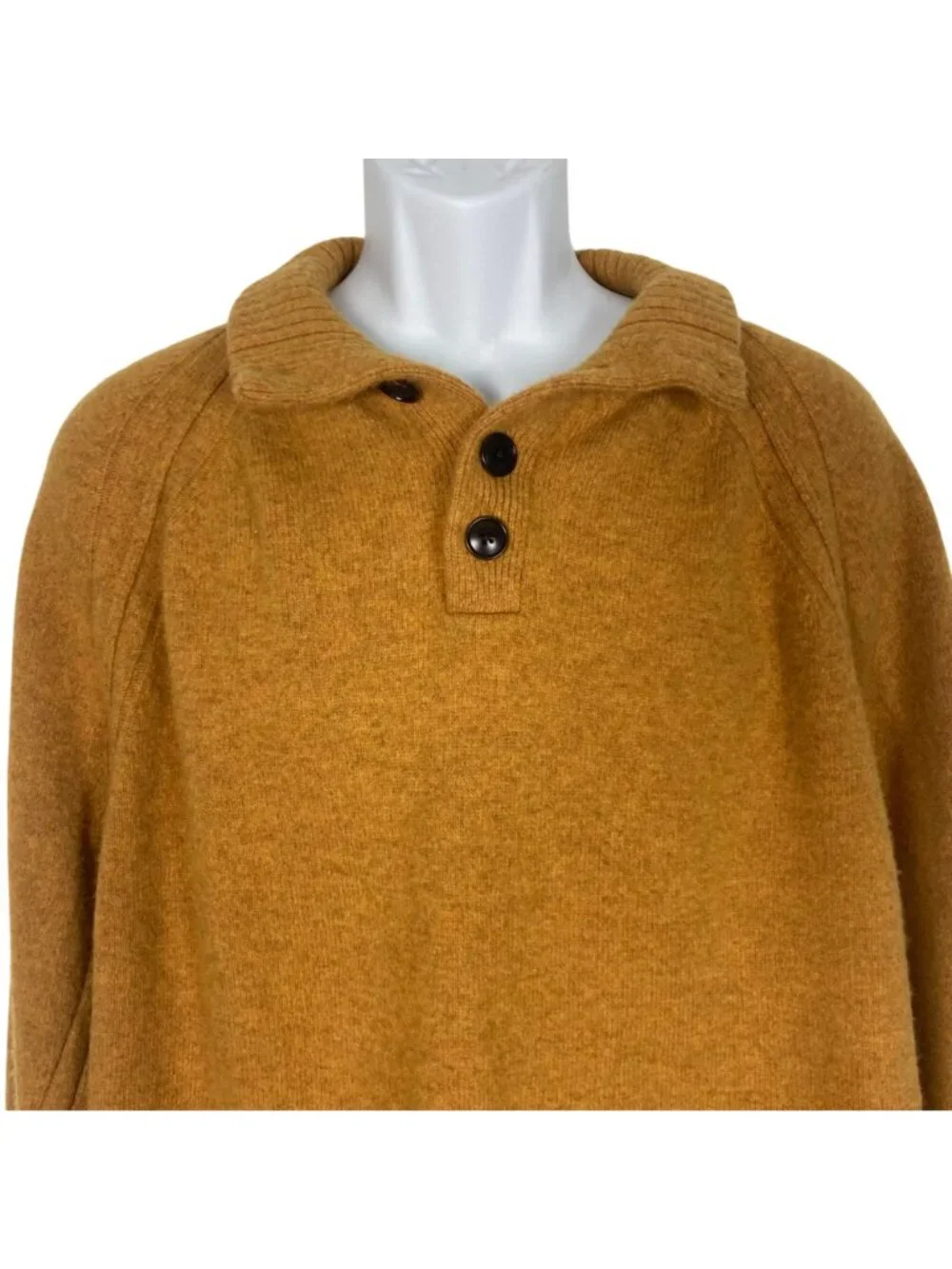 Banana Republic Wool Blend Pullover Henley Sweater Mens XL Mustard Yellow Soft